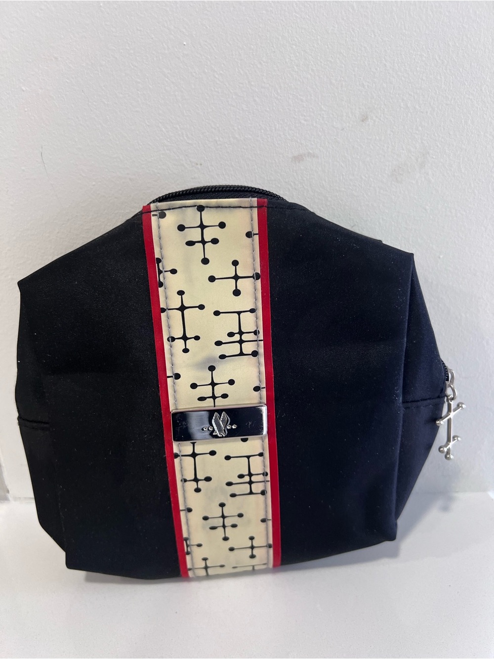 AMERICAN AIRLINES Mid-Century EAMES Black Dot Pattern Mens Travel Amenity Bag